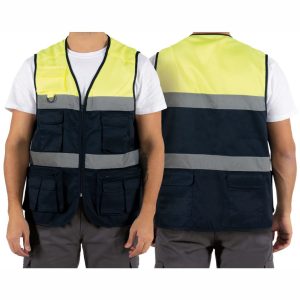 Colete 11 bolsos Refletor Azul - Com Personalização